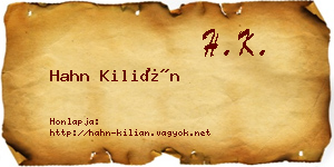 Hahn Kilián névjegykártya